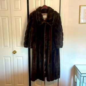 Scandinavian Faux-Fur, full length, lined, brown tones, luxurious, rarely worn